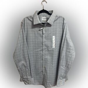 Goodfellow & Co Men’s BU Plaid Dress Shirt Gray White LS NWT Size XL